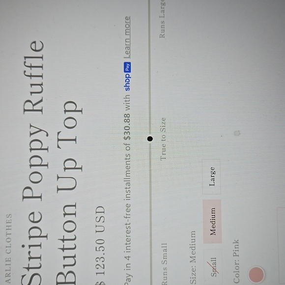 Karlie Poppy Stripe Puff Sleeve Ruffle Button Up Top Pink White Red M EUC - Picture 5 of 11